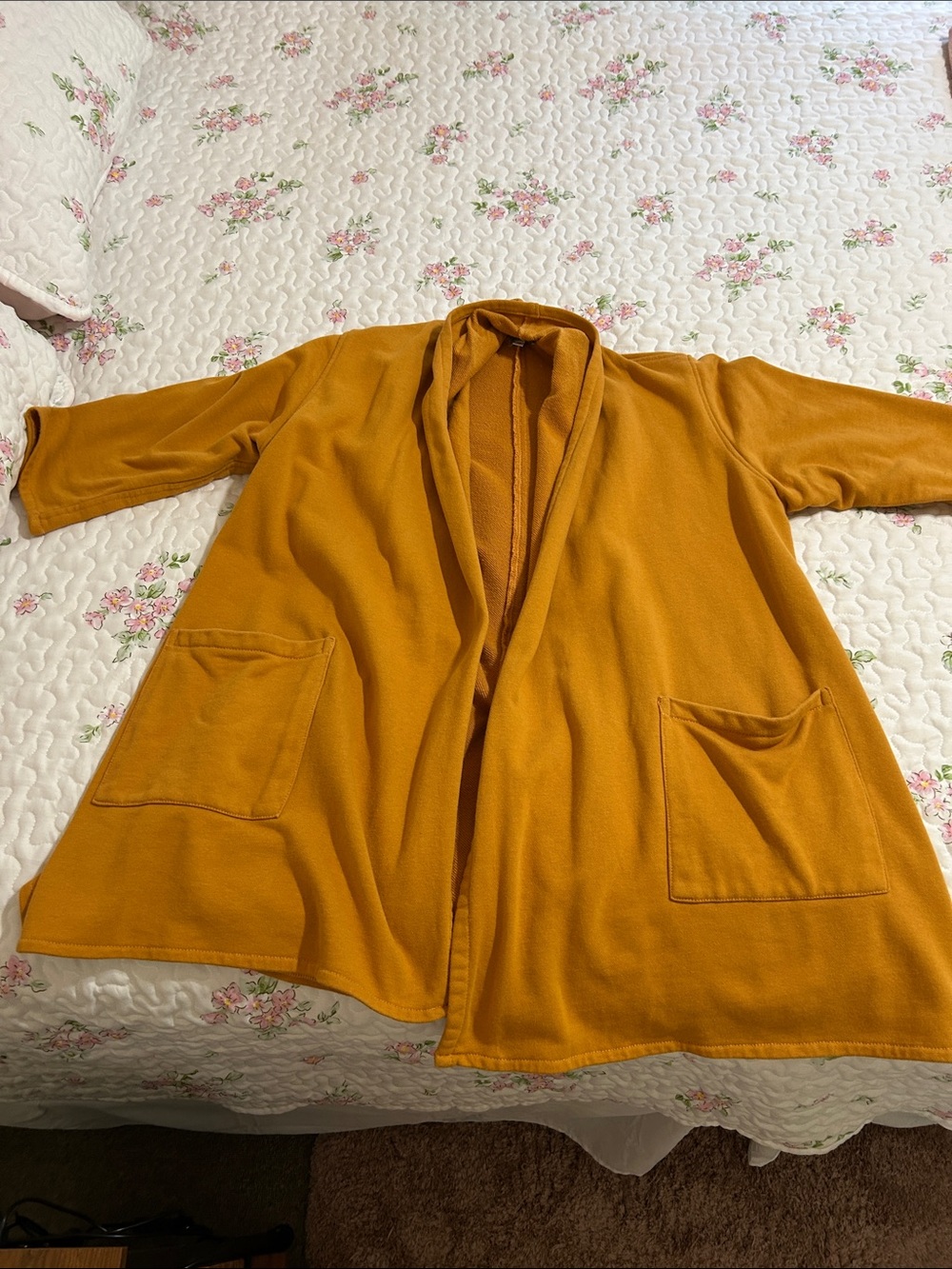 Mustard Open-Front Women's Cardigan Jacket